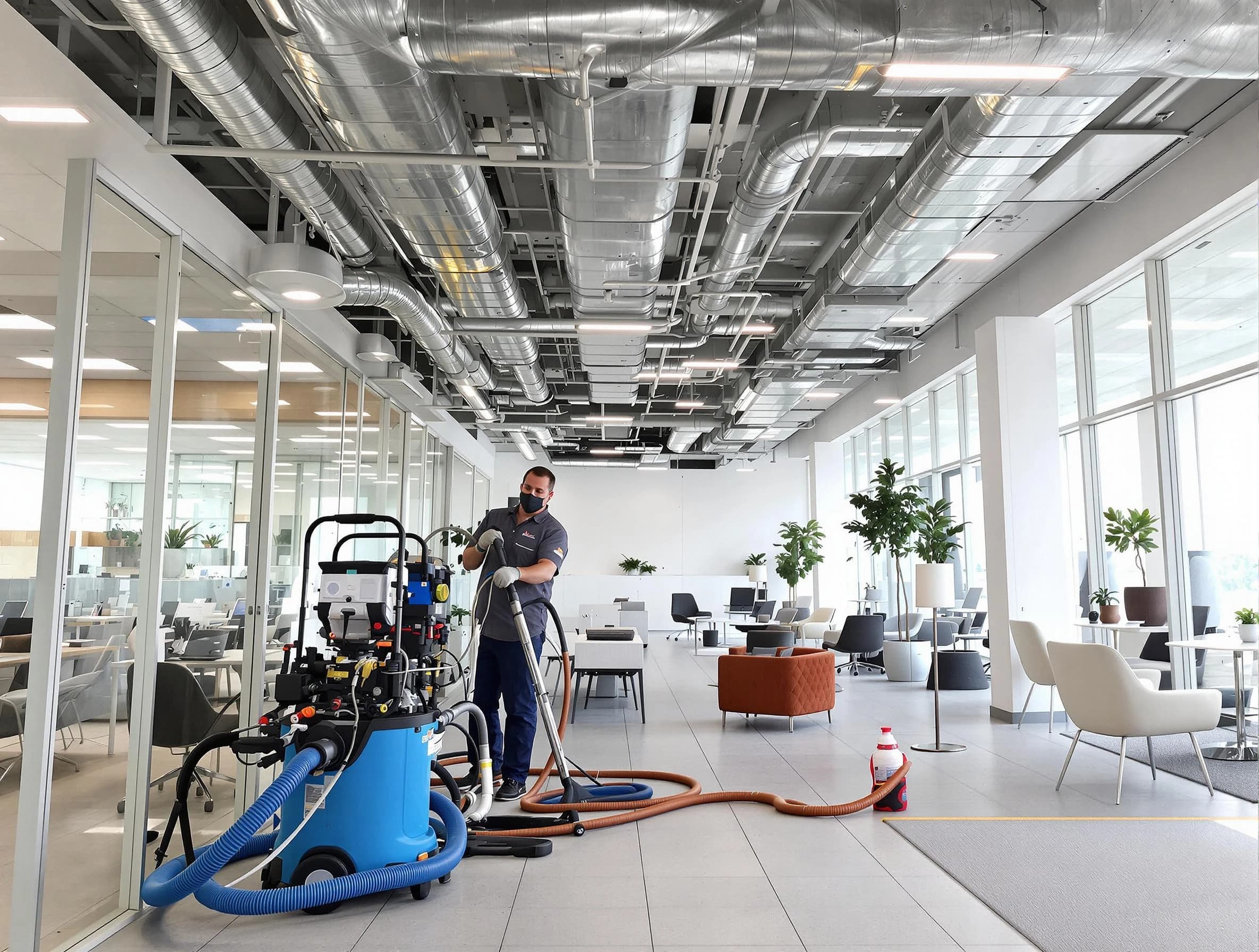 White City Air Duct Cleaning team conducting comprehensive commercial duct cleaning at a business location in White City