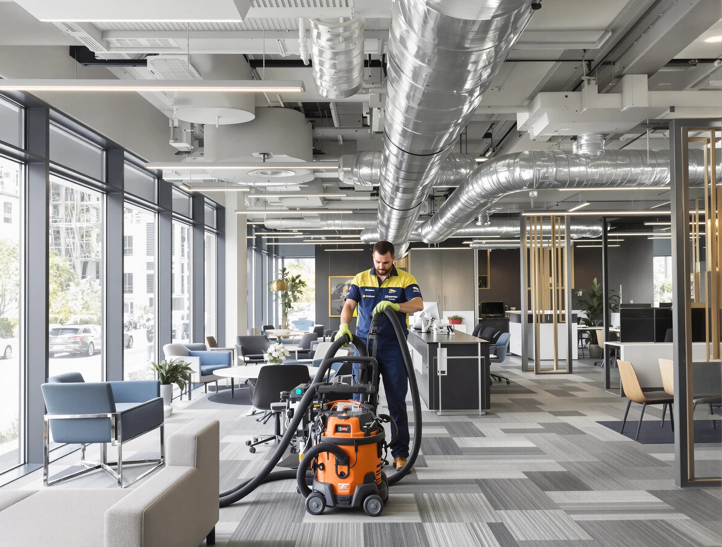 White City Air Duct Cleaning team performing thorough commercial duct cleaning at a White City business center