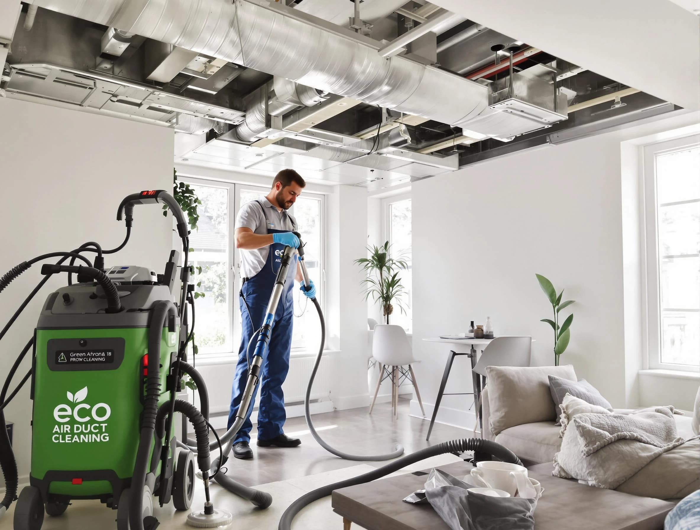 White City Air Duct Cleaning technician performing eco-friendly duct cleaning using sustainable methods in White City