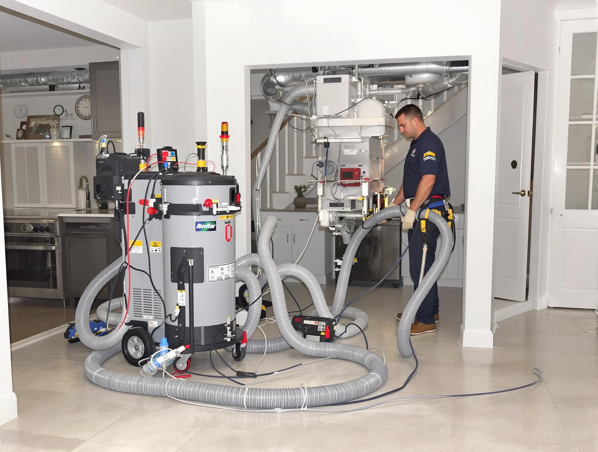 White City Air Duct Cleaning technician operating negative pressure cleaning equipment for thorough duct maintenance in White City